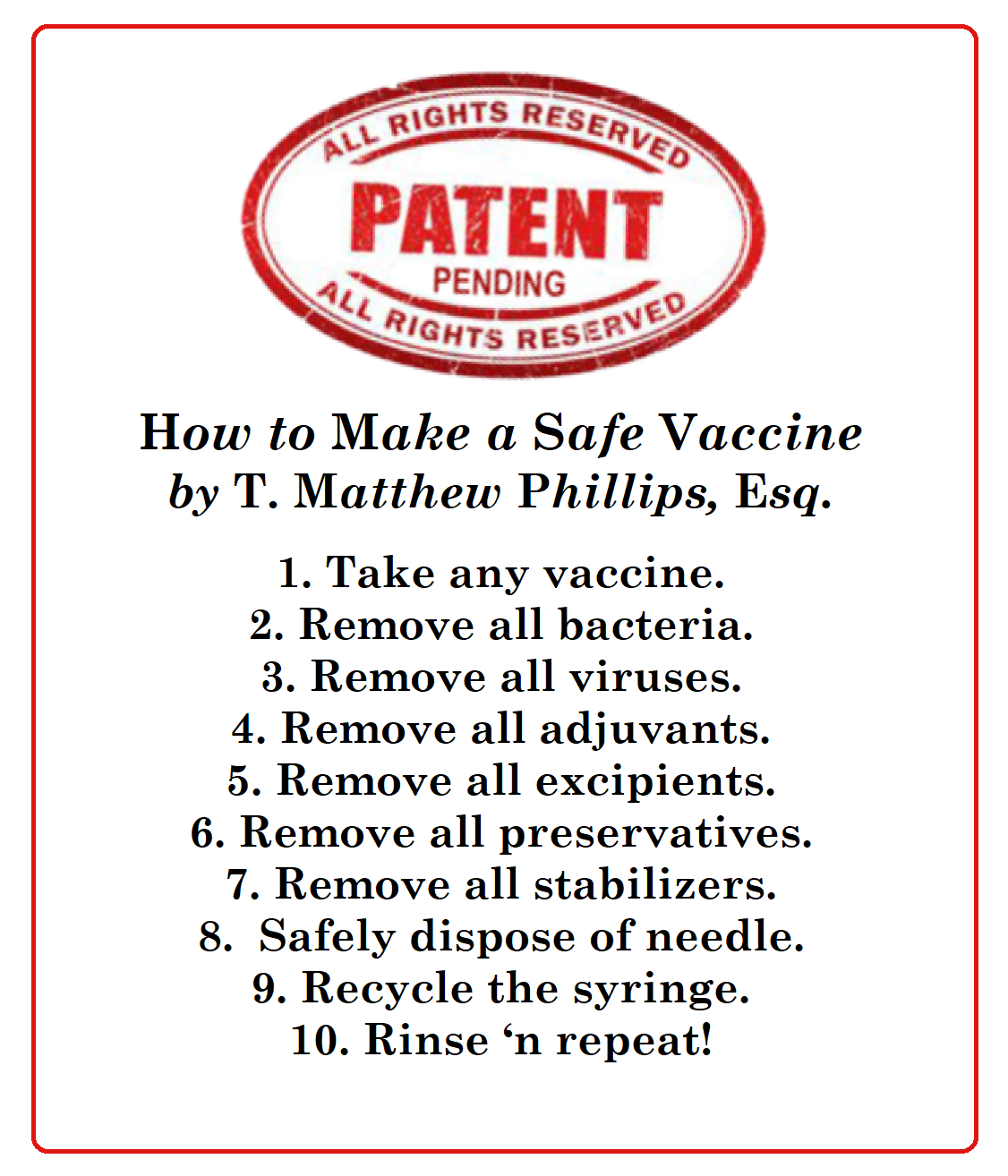 safe vaccine patent pending